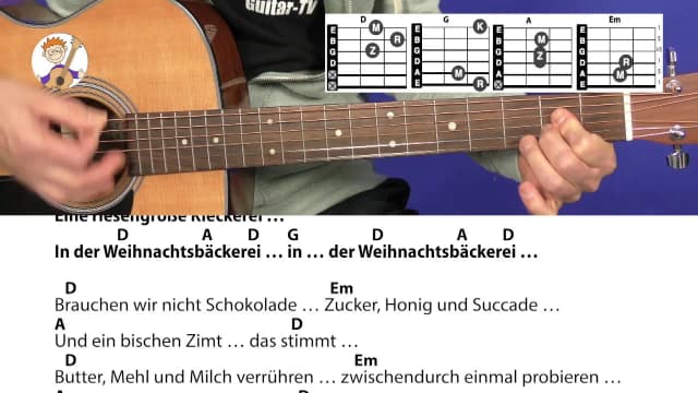 Gitarrenakkorde für in der Weihnachtsbäckerei: Einfach spielen lernen Gitarrenakkorde für in der Weihnachtsbäckerei: Einfach spielen lernen